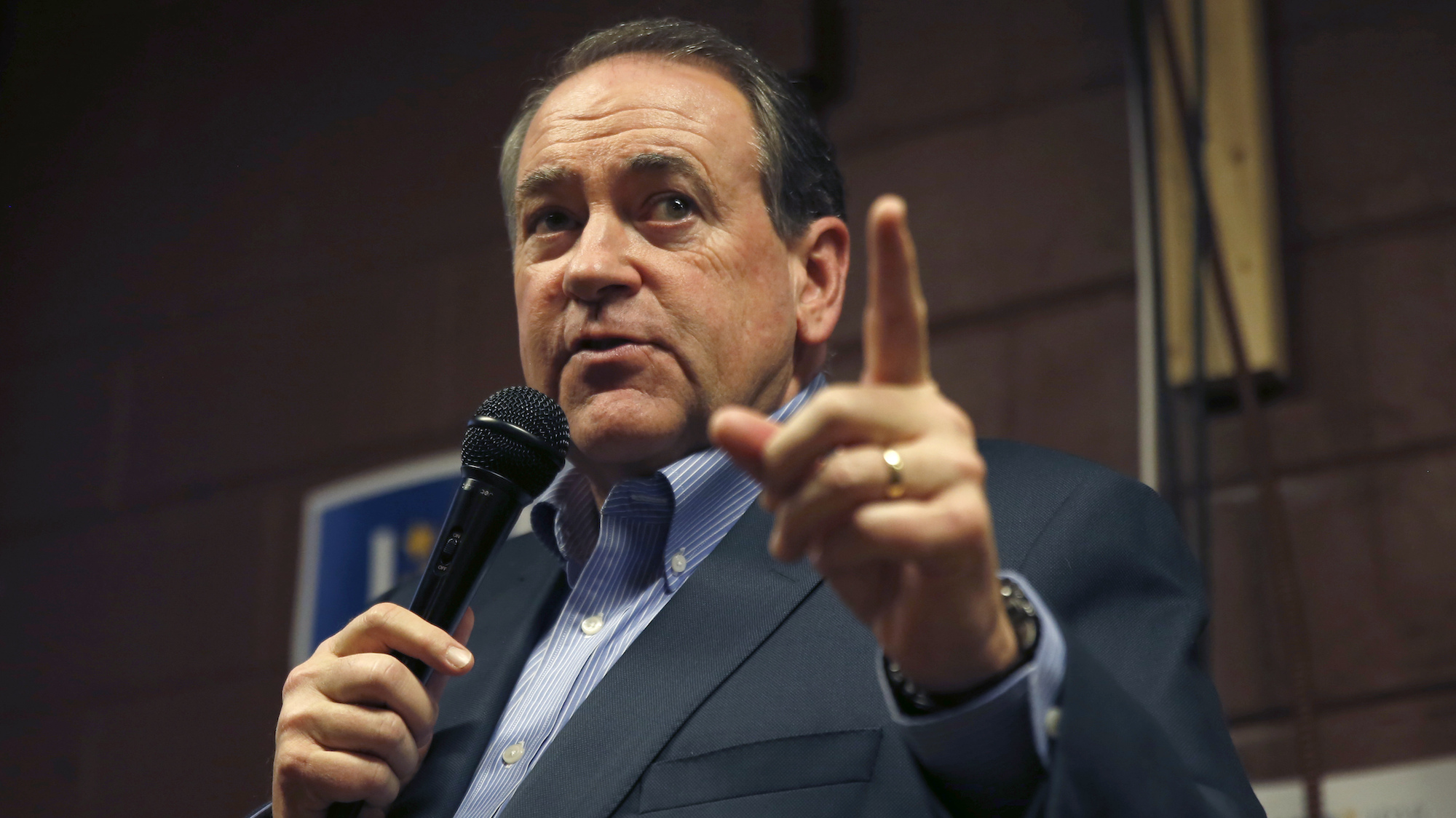 In this Jan. 31, 2016, photo, former Republican presidential candidate and former Arkansas Gov. Mike Huckabee speaks at Inspired Grounds Cafe in West Des Moines, Iowa.