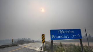 Wildfire smoke fills the air at Boundary Creek, Northwest Territories about 15 miles (25km) east of Yellowknife, Tuesday Aug. 15 2023. Members of the Canadian Armed Forces were set to mobilize in the Northwest Territories on Tuesday, as wildfires threatened communities including the territorial capital, and hundreds of people were airlifted to safety. (Bill Braden/The Canadian Press via AP)Wildfire smoke fills the air at Boundary Creek, Northwest Territories about 15 miles (25km) east of Yellowknife, Tuesday Aug. 15 2023. Members of the Canadian Armed Forces were set to mobilize in the Northwest Territories on Tuesday, as wildfires threatened communities including the territorial capital, and hundreds of people were airlifted to safety. (Bill Braden/The Canadian Press via AP)