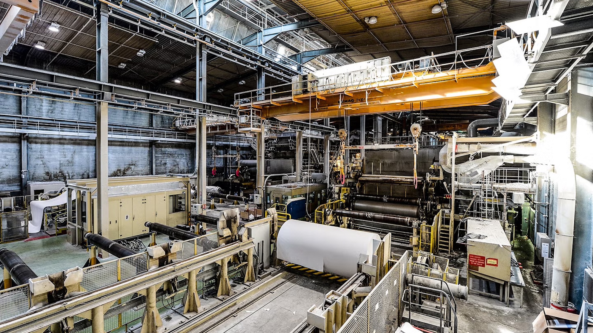 The empty Arjowiggins paper mill in France on March 27, 2019, as employees gathered outside to protest.