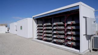 Repurposed electric vehicle batteries at B2U Storage Solutions.