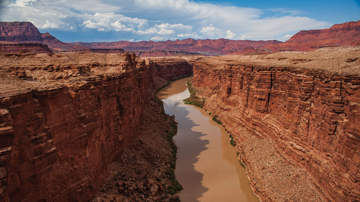 The Colorado River seen flowing south from Lake Powell through the Navajo Nation