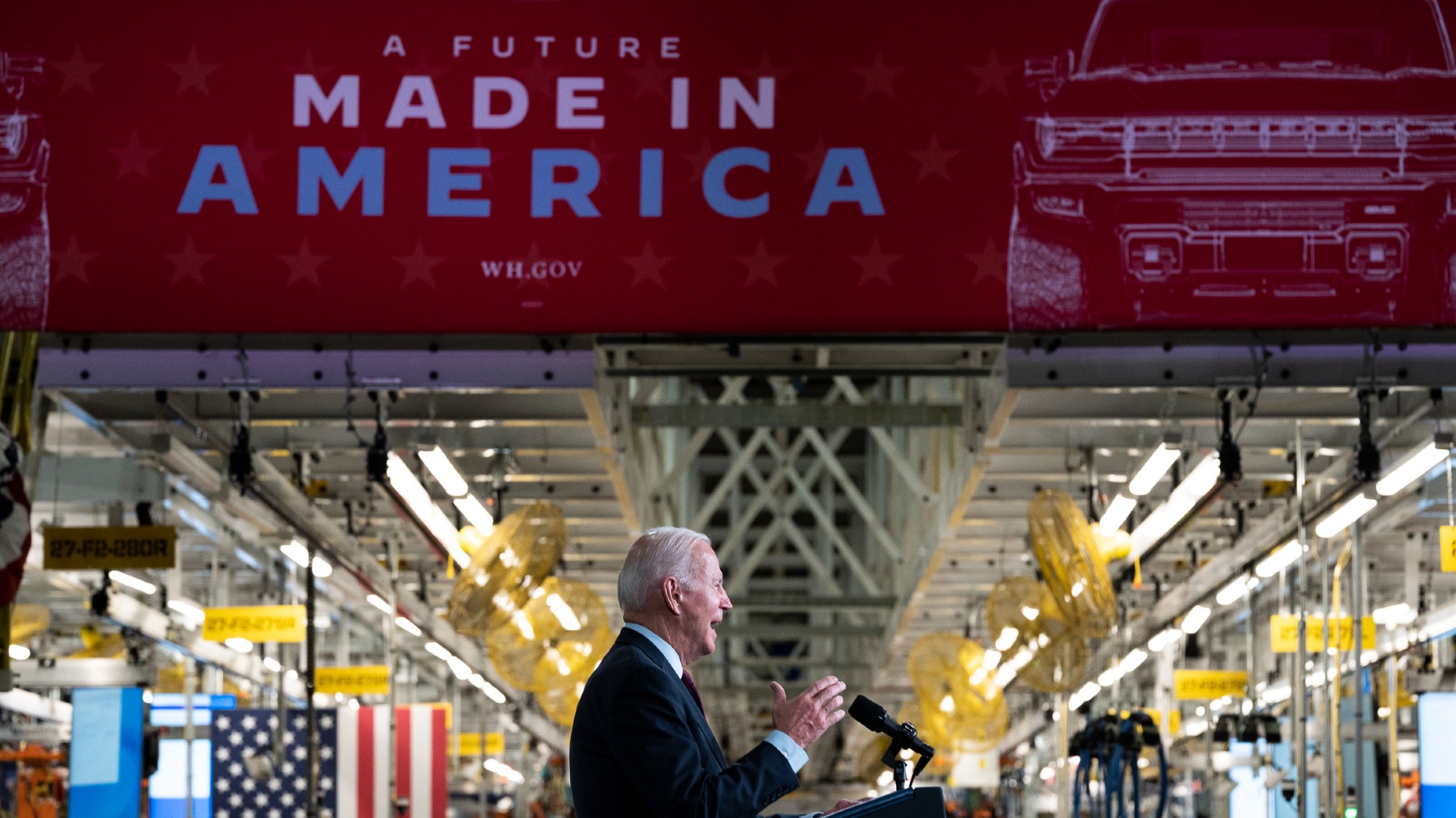Joe Biden at the grand opening of General Motors Factory ZERO.