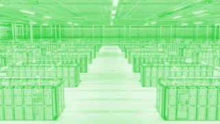 A green illustration of data centers