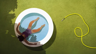 An illustration of a person in a pool