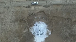 The site of a CO2 pipeline leak adjacent to Highway 433 in Sartaria, Mississippi, in February 2020. The white is ice generated by the escaping gas.US Department of Transportation