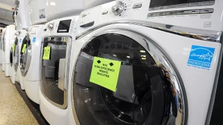 A washer with a high efficiency label