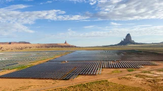 A large solar plant on the desert.