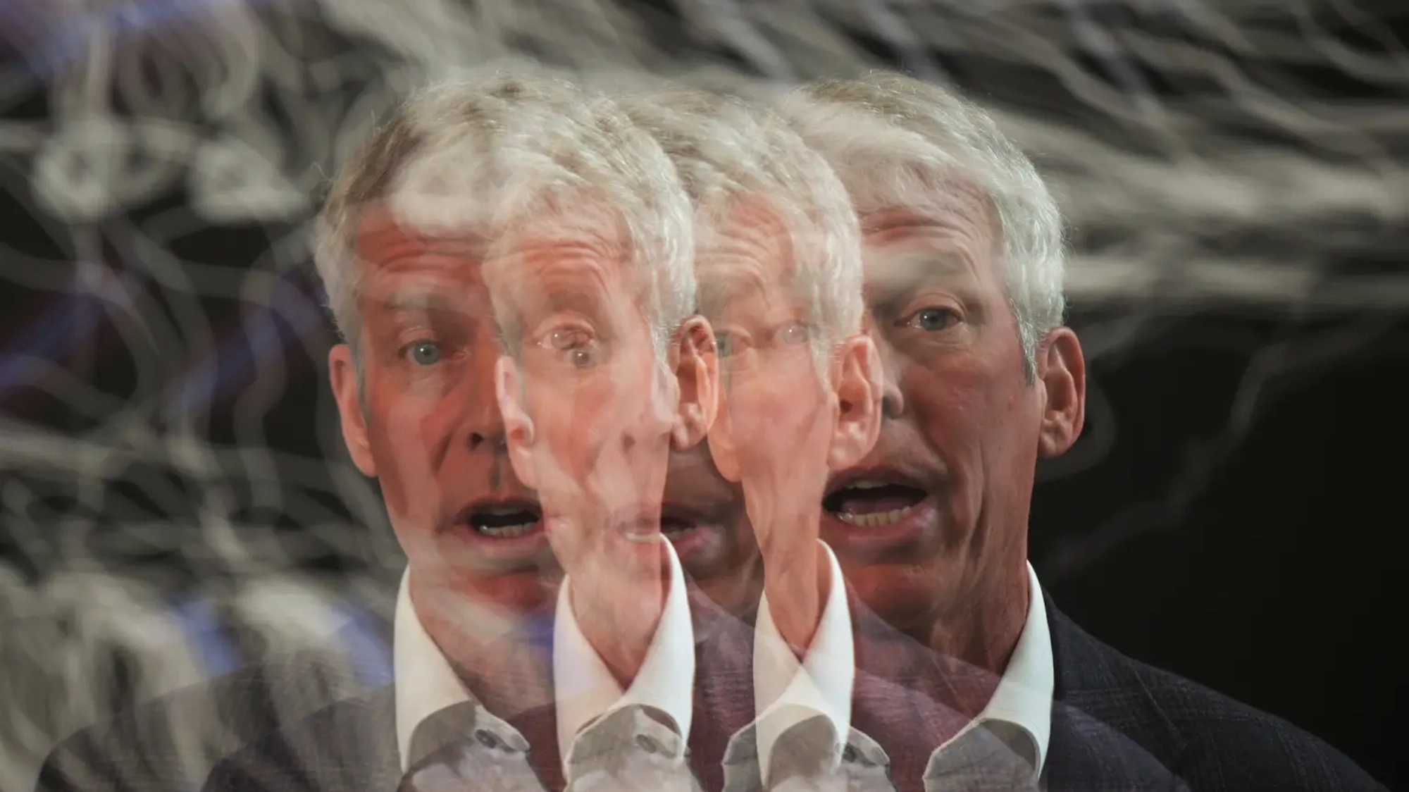 A multiple exposure photo of Energy Secretary Chris Wright taken at a visit to the Department of Energy’s National Renewable Energy Laboratory campus in Golden, Colorado, on April 3.