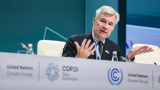 November 16, 2024, Baku, Azerbaijan, Azerbaijan: US Senator SHELDON WHITEHOUSE of Rhode Island speaks to the press about the new President elect and the future of US climate policy at COP29 in Baku, Azerbaijan. ..This year has been perhaps the hardest COP in itâ€™s history, coined as the Finance COP, money is the focus as well was the future of the Paris Treaty. Some politicians pulled out before or at last minute. (Credit Image: © Bianca Otero/ZUMA Press Wire)